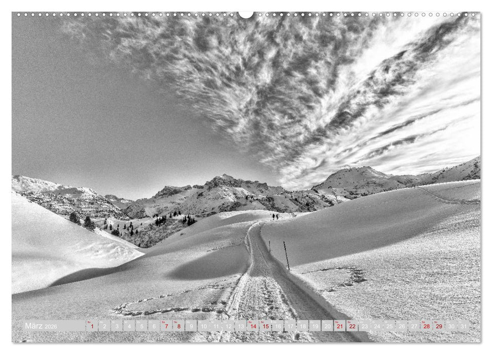 Arlberg black and white (CALVENDO Premium Wandkalender 2026)