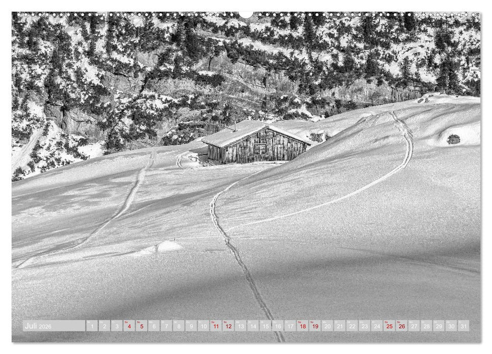 Arlberg black and white (CALVENDO Premium Wandkalender 2026)