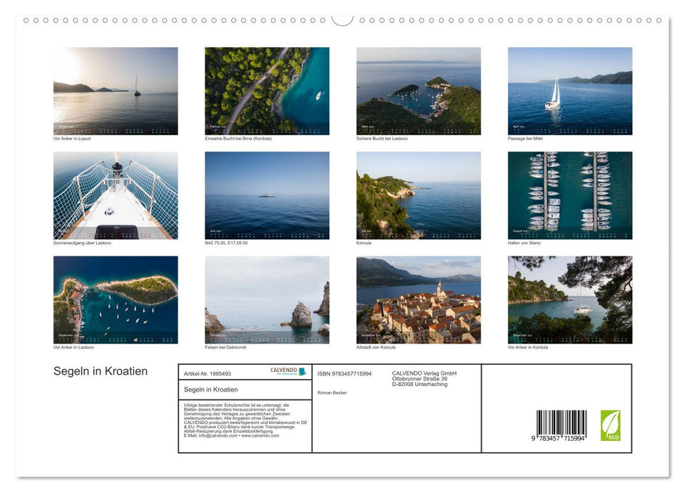 Segeln in Kroatien (CALVENDO Premium Wandkalender 2026)