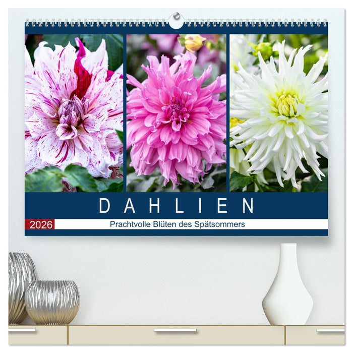 Dahlien - Prachtvolle Blüten des Spätsommers (CALVENDO Premium Wandkalender 2026)