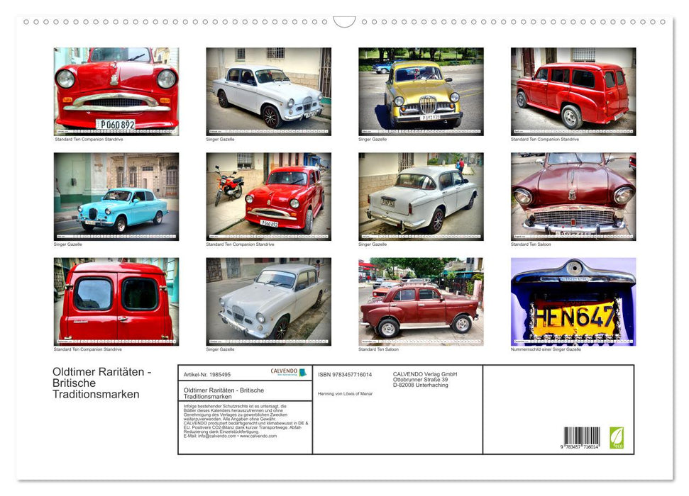Oldtimer Raritäten - Britische Traditionsmarken (CALVENDO Wandkalender 2026)