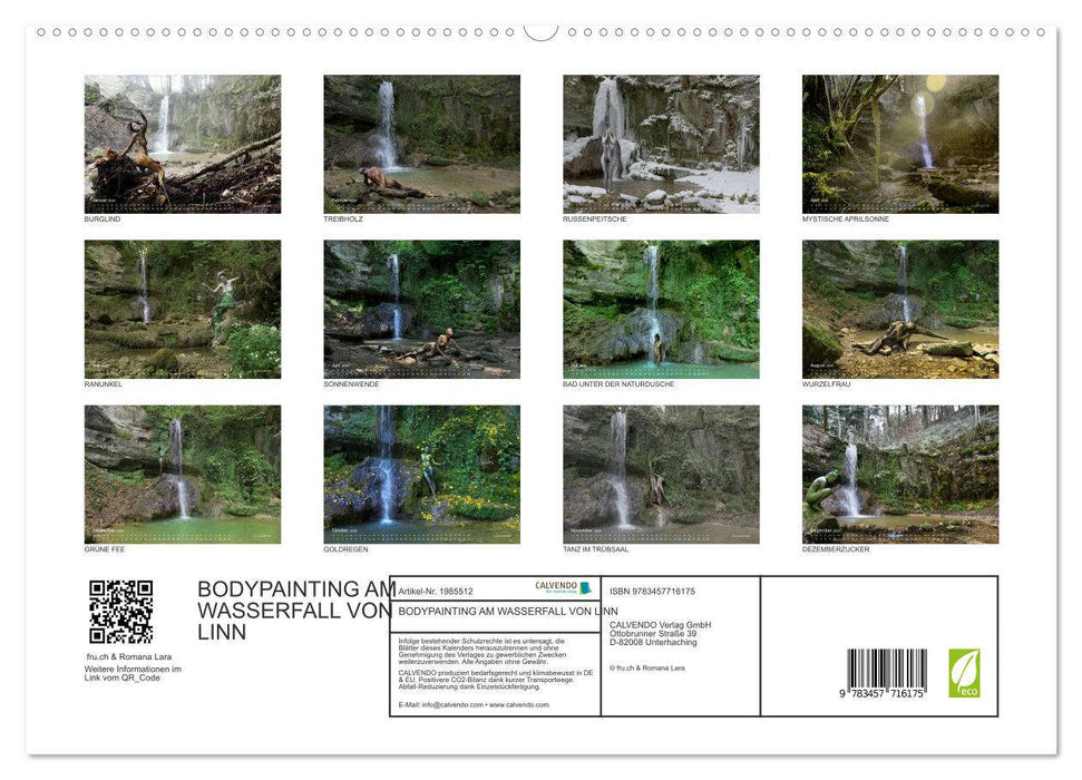 BODYPAINTING AM WASSERFALL VON LINN (CALVENDO Premium Wandkalender 2026)