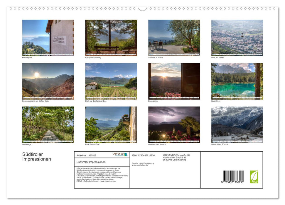 Südtiroler Impressionen (CALVENDO Premium Wandkalender 2026)