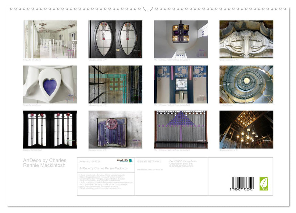 ArtDeco by Charles Rennie Mackintosh (CALVENDO Premium Wandkalender 2026)