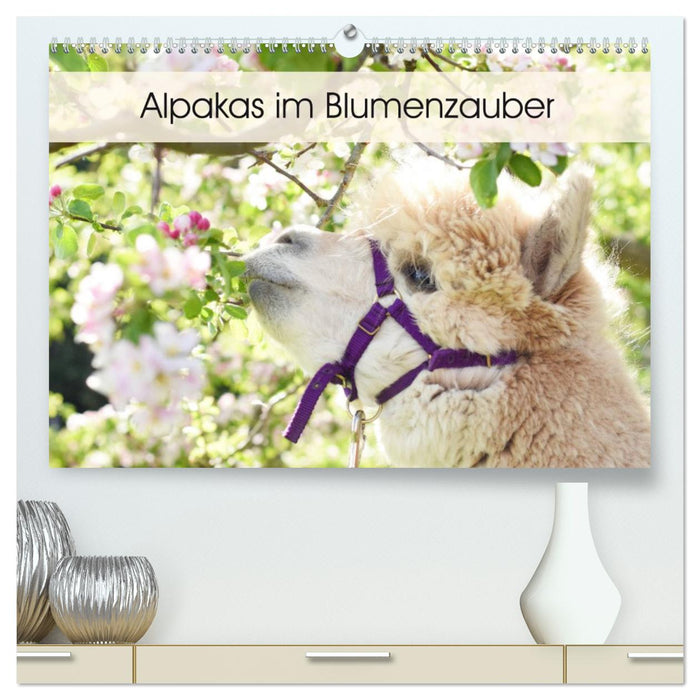Alpakas im Blumenzauber (CALVENDO Premium Wandkalender 2026)