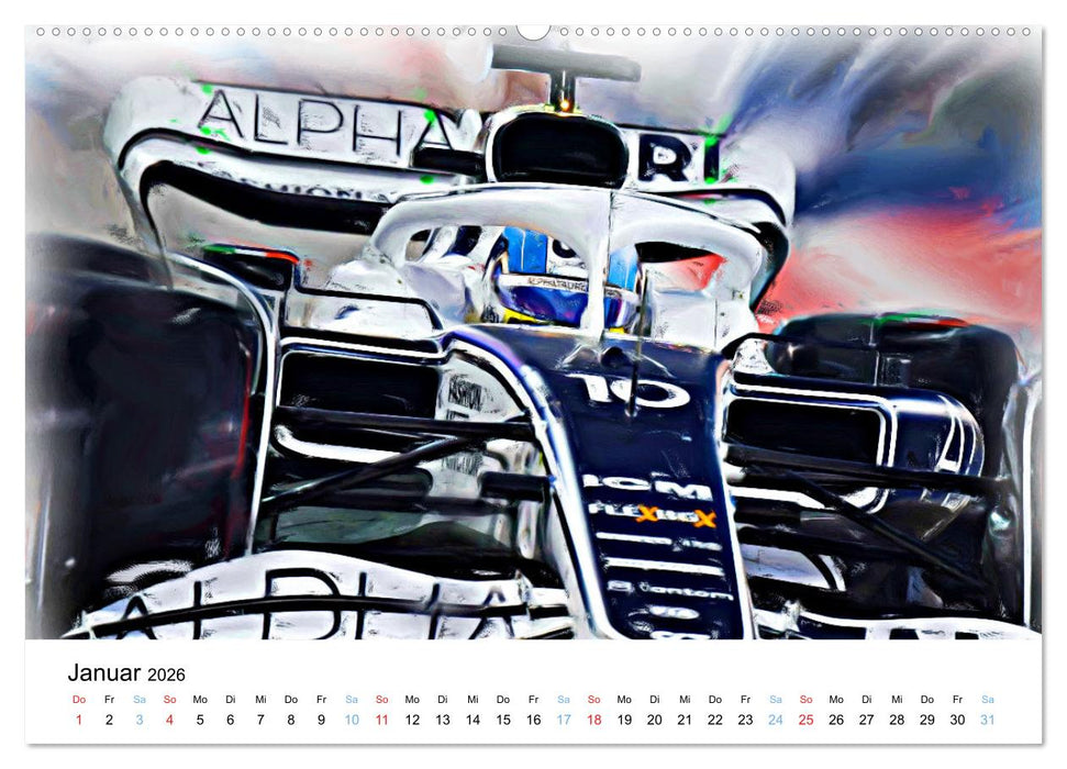 Formel 1 kreativ - Digital Art von Jean-Louis Glineur (CALVENDO Premium Wandkalender 2026)