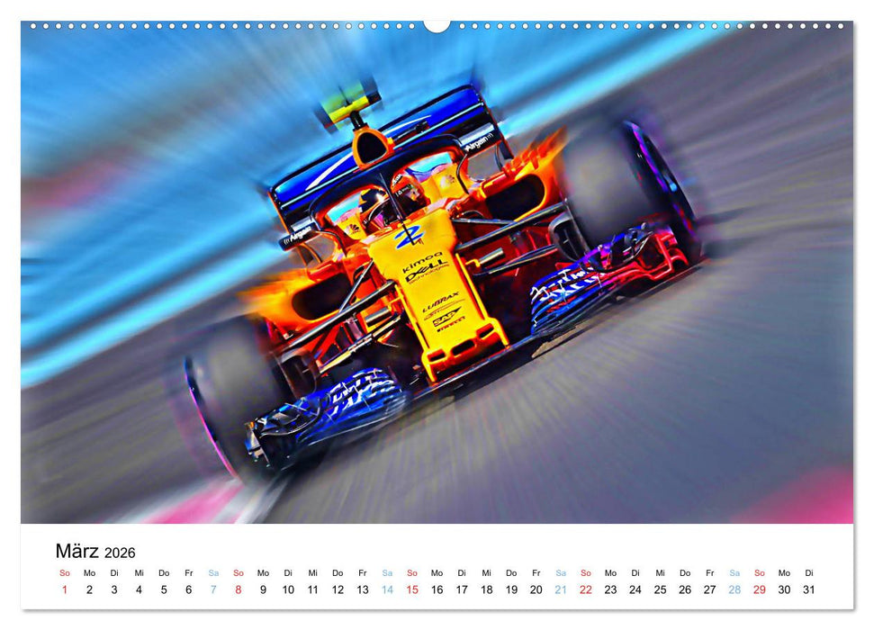 Formel 1 kreativ - Digital Art von Jean-Louis Glineur (CALVENDO Premium Wandkalender 2026)