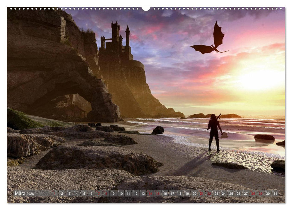 Helden, Drachen und Magie (CALVENDO Premium Wandkalender 2026)