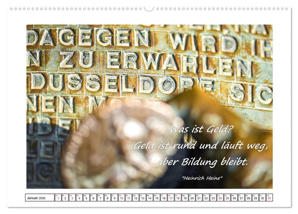 Düsseldorfer Ansichten mit Zitaten von Heinrich Heine (CALVENDO Premium Wandkalender 2026)