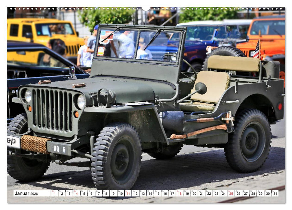 Willys Jeep im Detail vom Frankfurter Taxifahrer Petrus Bodenstaff (CALVENDO Premium Wandkalender 2026)
