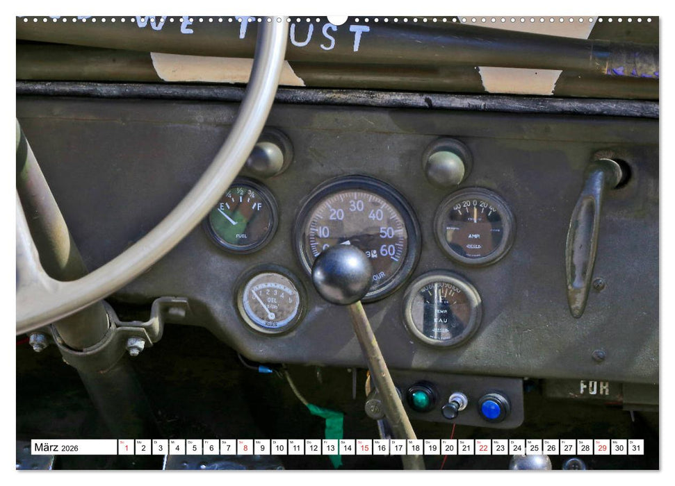 Willys Jeep im Detail vom Frankfurter Taxifahrer Petrus Bodenstaff (CALVENDO Premium Wandkalender 2026)