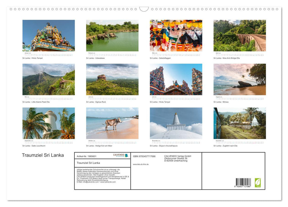 Traumziel Sri Lanka (CALVENDO Wandkalender 2026)