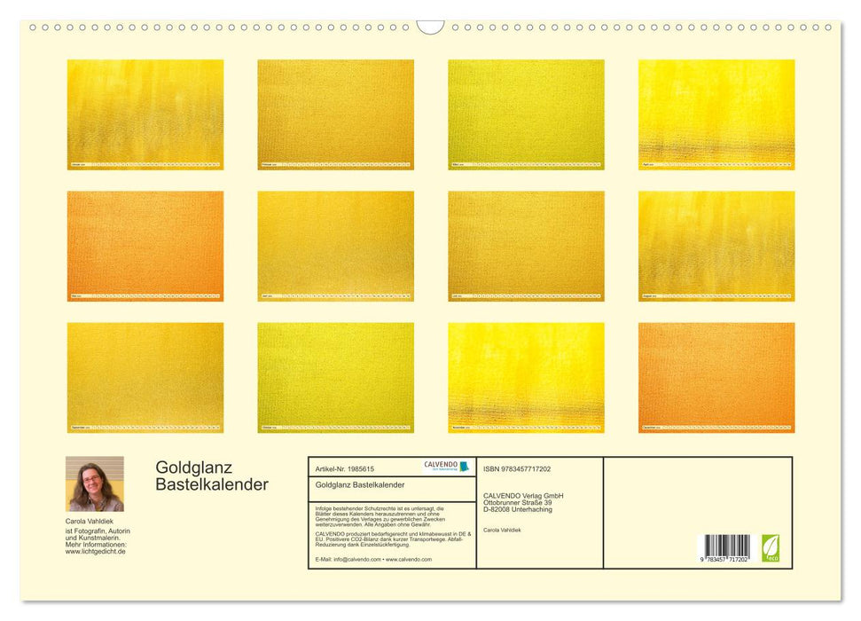 Goldglanz Bastelkalender (CALVENDO Wandkalender 2026)