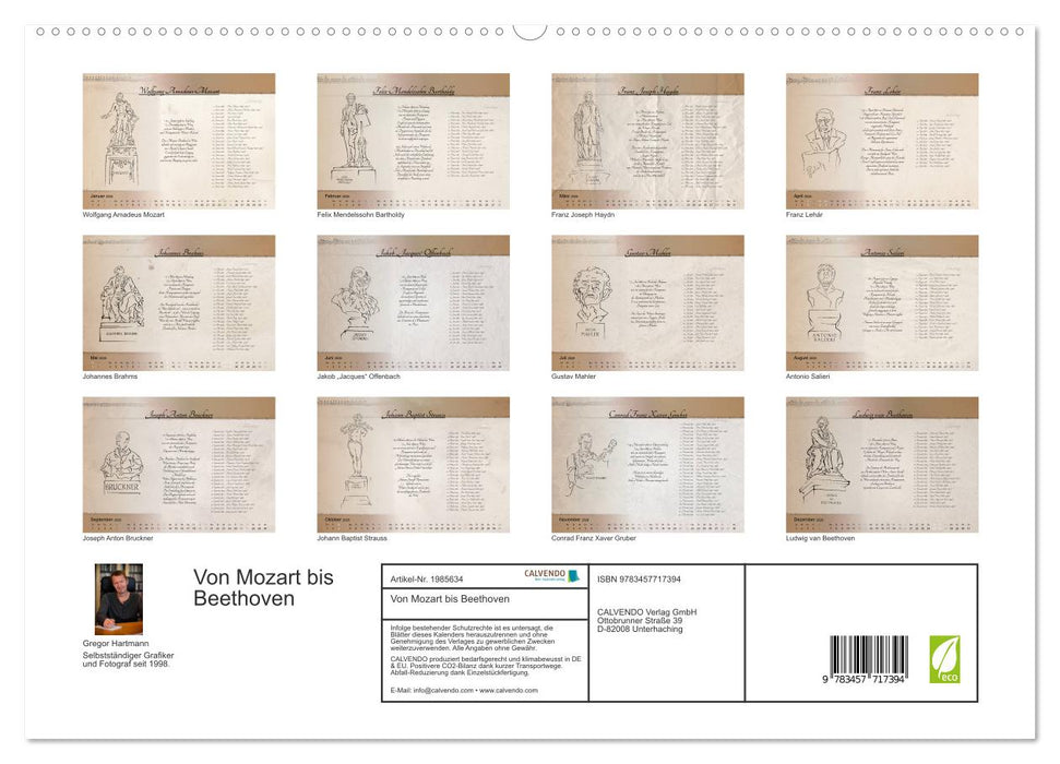 Von Mozart bis Beethoven (CALVENDO Premium Wandkalender 2026)