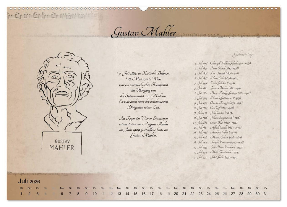 Von Mozart bis Beethoven (CALVENDO Premium Wandkalender 2026)