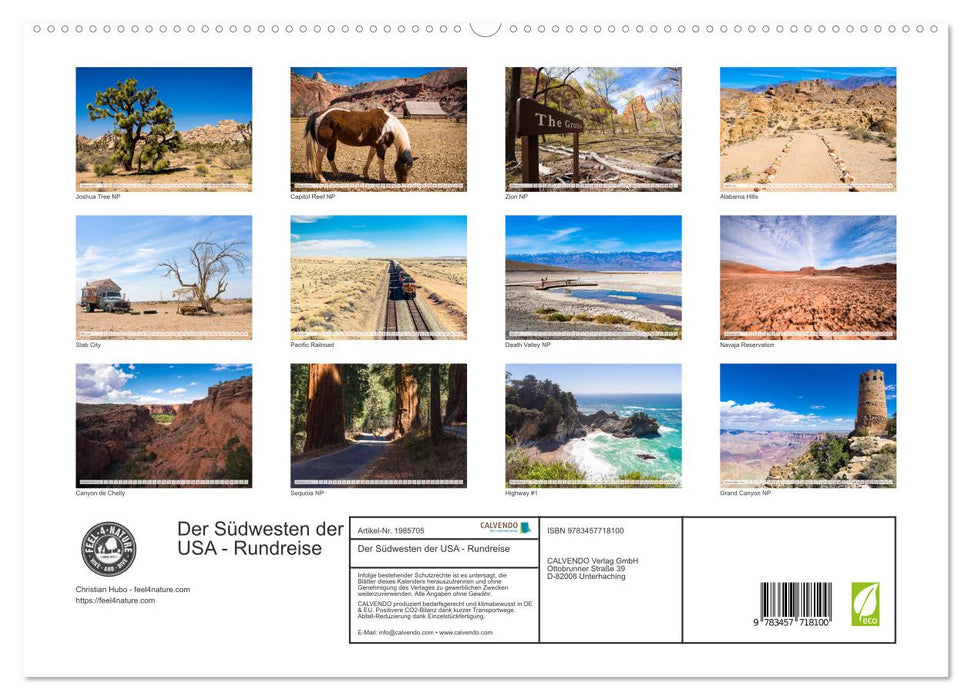 Der Südwesten der USA - Rundreise (CALVENDO Premium Wandkalender 2026)