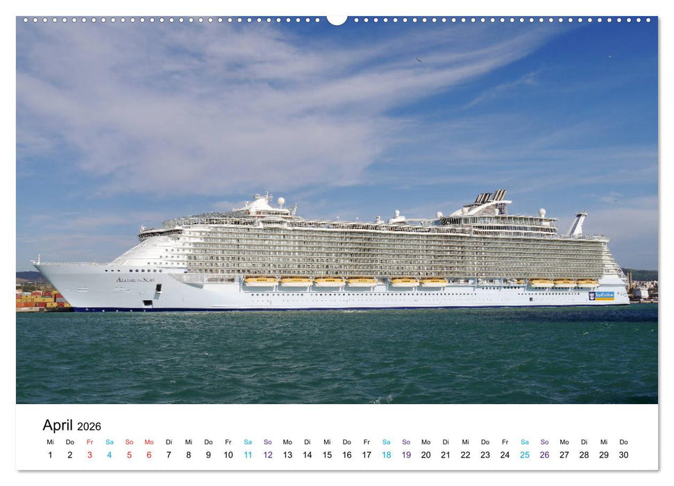 Riesen der Meere - Kreuzfahrtschiffe (CALVENDO Premium Wandkalender 2026)