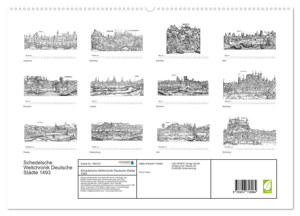 Schedelsche Weltchronik Deutsche Städte 1493 (CALVENDO Premium Wandkalender 2026)
