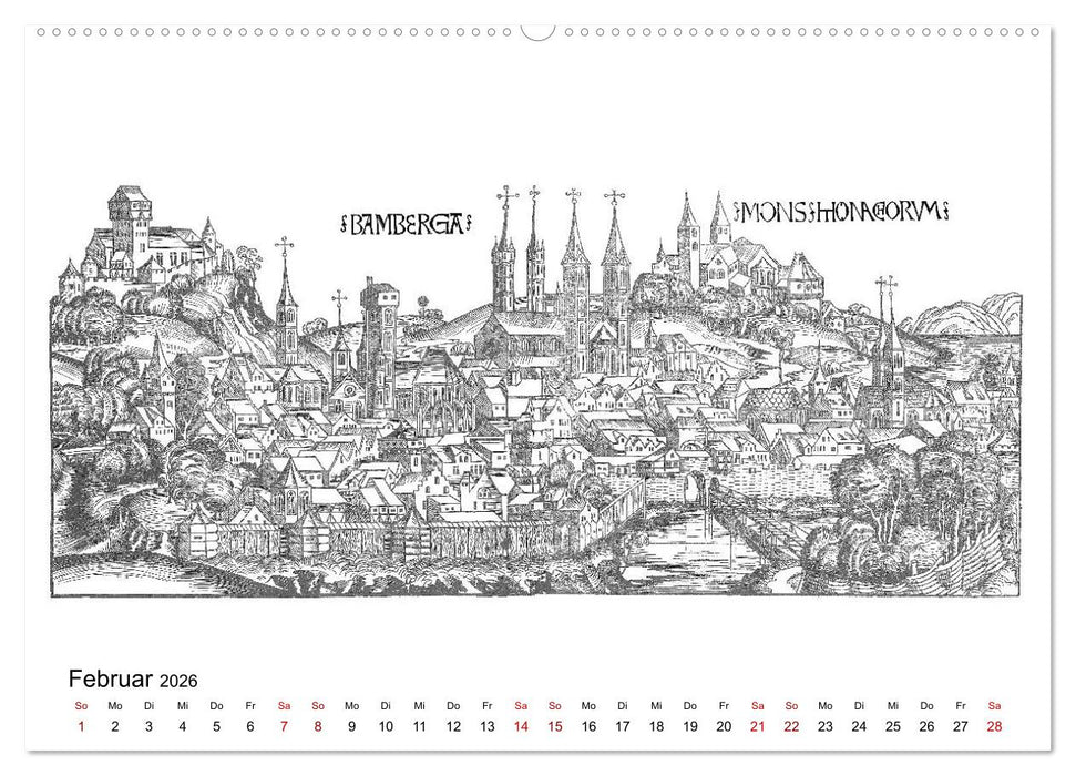 Schedelsche Weltchronik Deutsche Städte 1493 (CALVENDO Premium Wandkalender 2026)