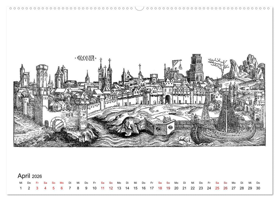 Schedelsche Weltchronik Deutsche Städte 1493 (CALVENDO Premium Wandkalender 2026)