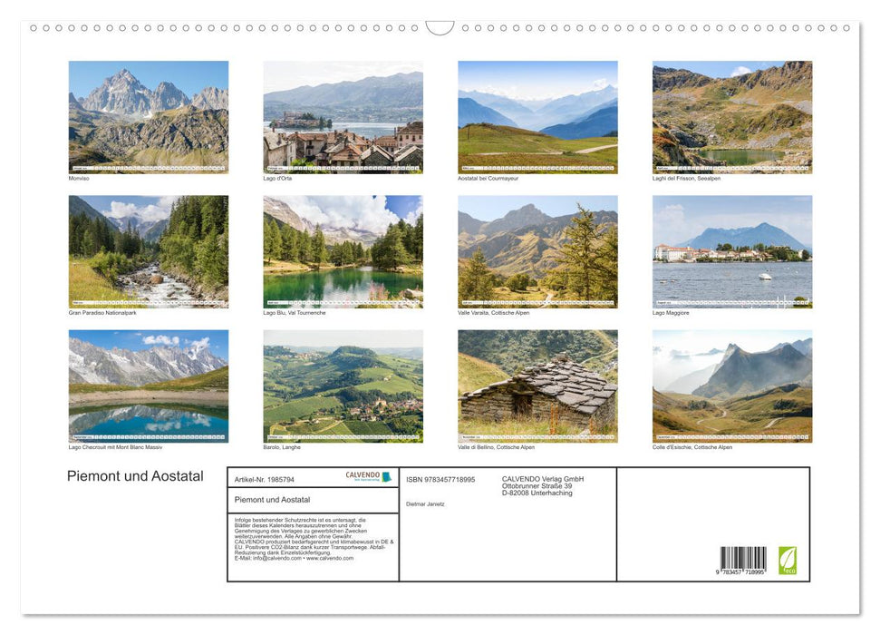 Piemont und Aostatal (CALVENDO Wandkalender 2026)
