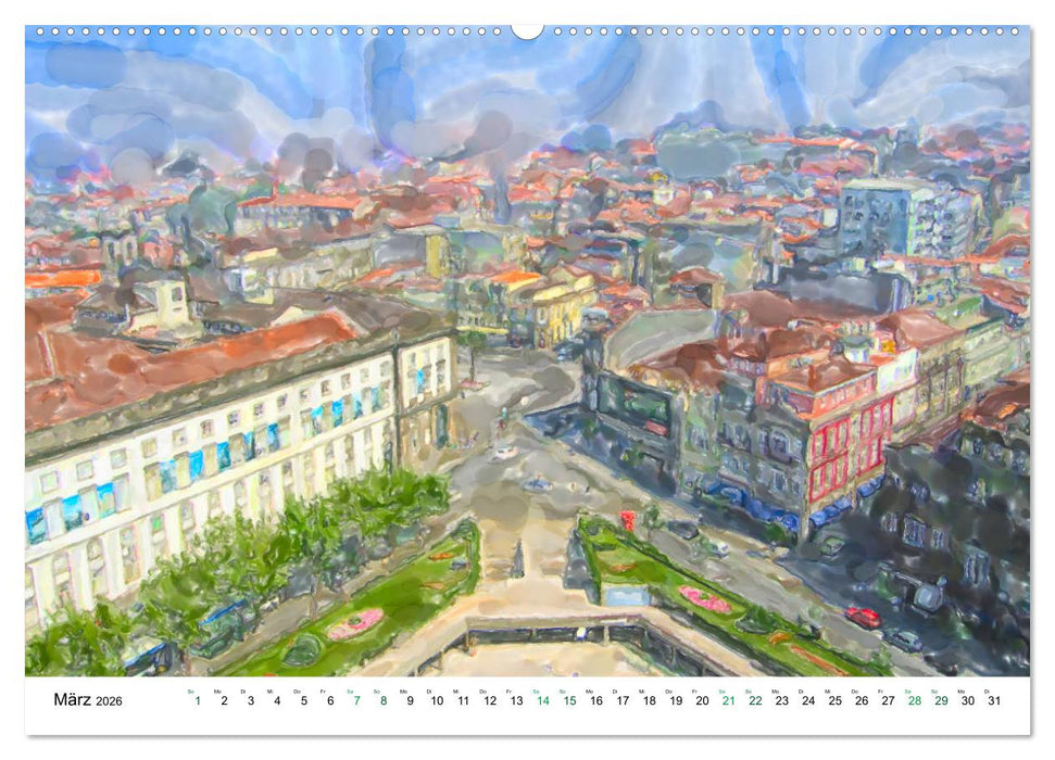 Porto - Ansichten in Aquarell (CALVENDO Wandkalender 2026)