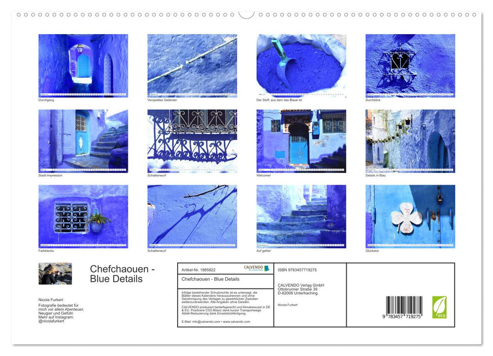 Chefchaouen - Blue Details (CALVENDO Premium Wandkalender 2026)