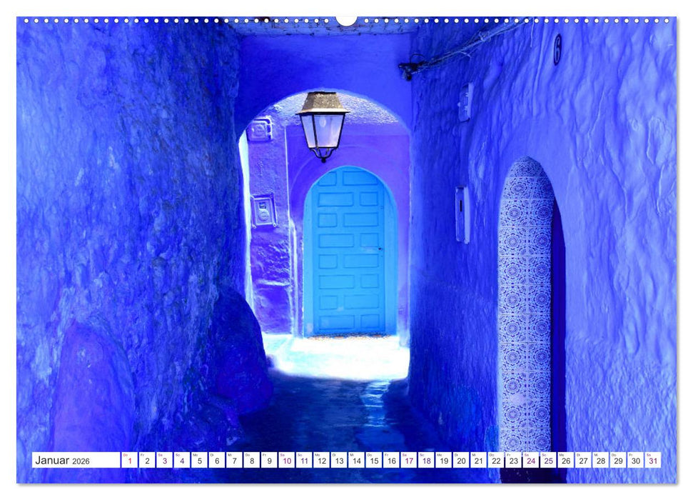 Chefchaouen - Blue Details (CALVENDO Premium Wandkalender 2026)