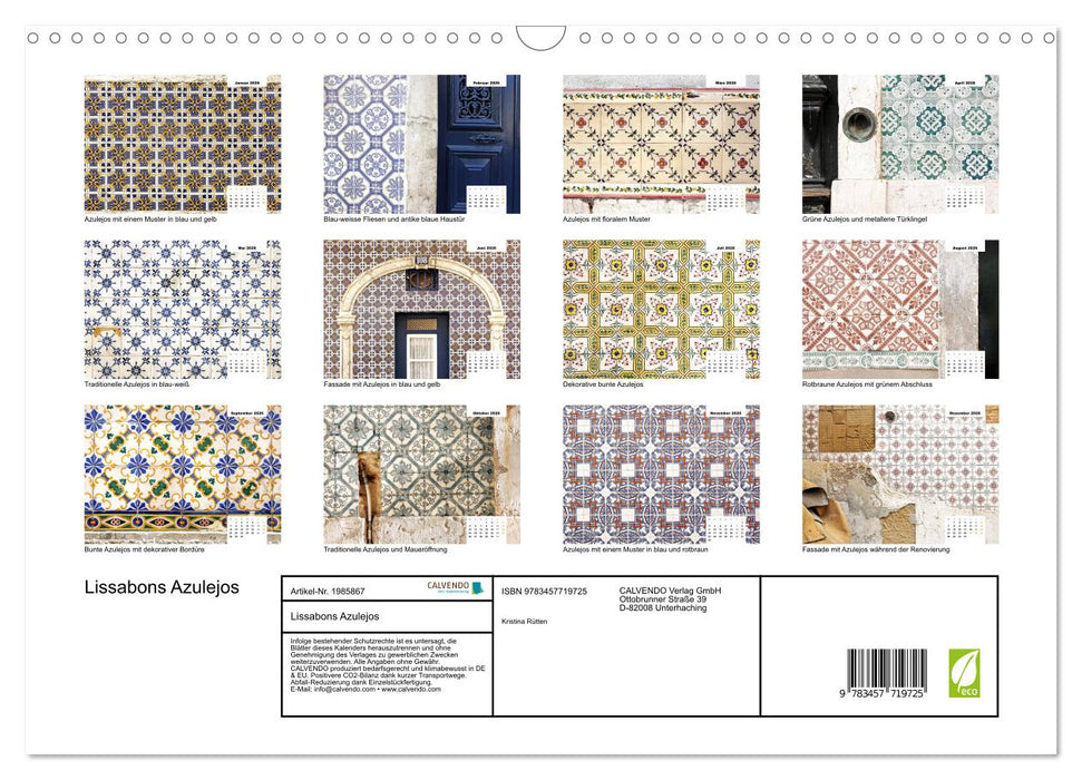 Lissabons Azulejos (CALVENDO Wandkalender 2026)