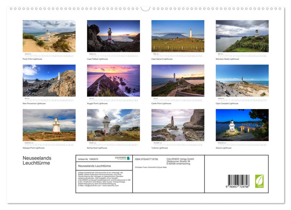 Neuseelands Leuchttürme (CALVENDO Premium Wandkalender 2026)