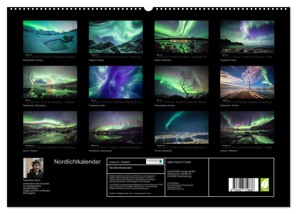 Nordlichtkalender (CALVENDO Premium Wandkalender 2026)