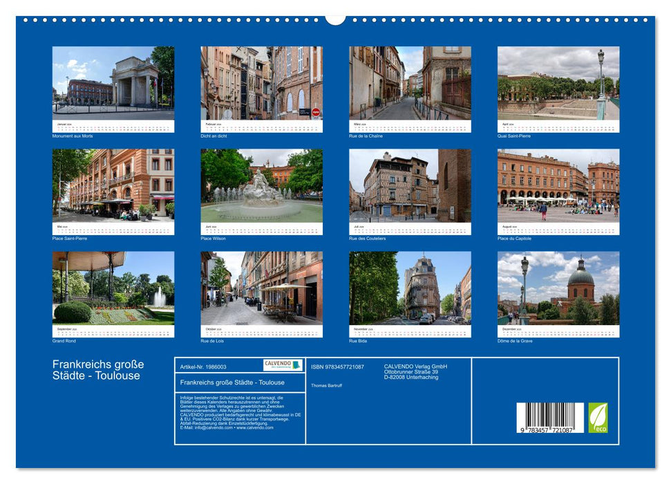 Frankreichs große Städte - Toulouse (CALVENDO Premium Wandkalender 2026)