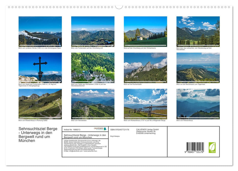 Sehnsuchtsziel Berge - Unterwegs in den Bergwelt rund um München (CALVENDO Premium Wandkalender 2026)