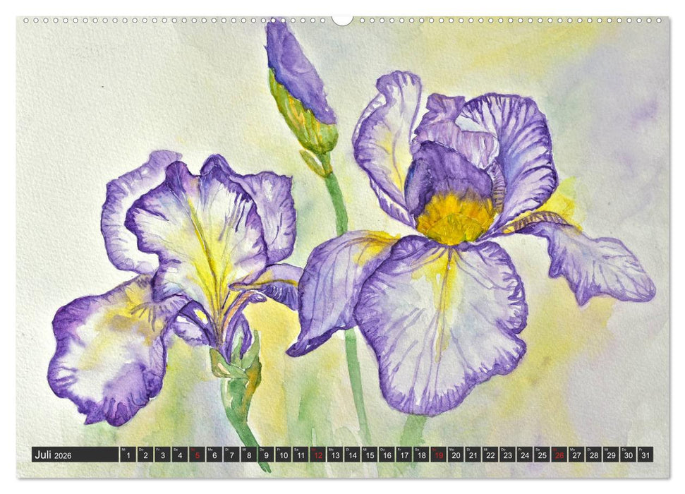 Blumenbilder in Aquarell (CALVENDO Premium Wandkalender 2026)