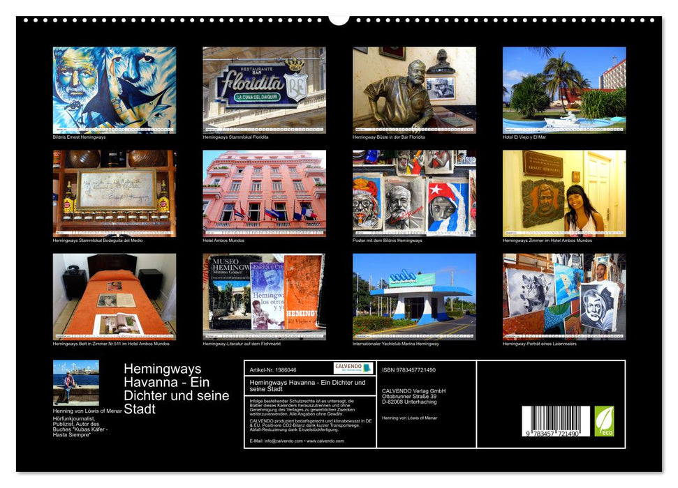 Hemingways Havanna - Ein Dichter und seine Stadt (CALVENDO Premium Wandkalender 2026)