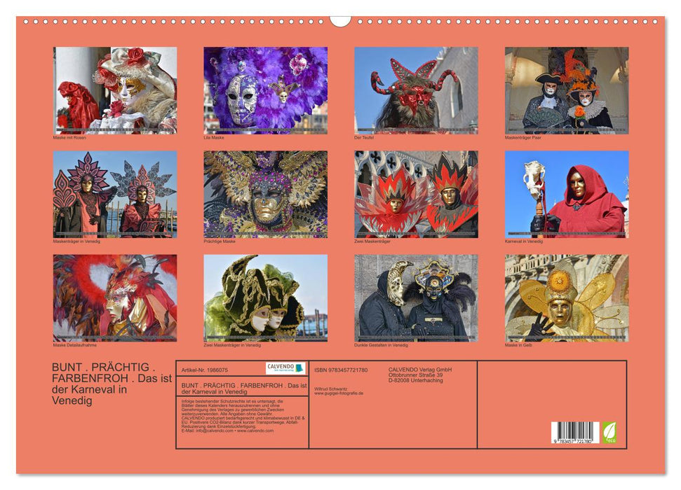 BUNT . PRÄCHTIG . FARBENFROH . Das ist der Karneval in Venedig (CALVENDO Wandkalender 2026)
