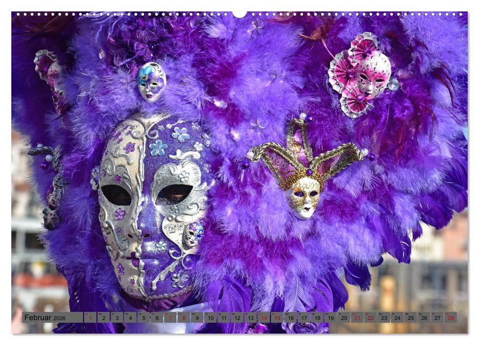 BUNT . PRÄCHTIG . FARBENFROH . Das ist der Karneval in Venedig (CALVENDO Wandkalender 2026)