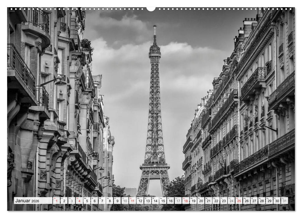PARIS Monochrome Impressionen (CALVENDO Premium Wandkalender 2026)