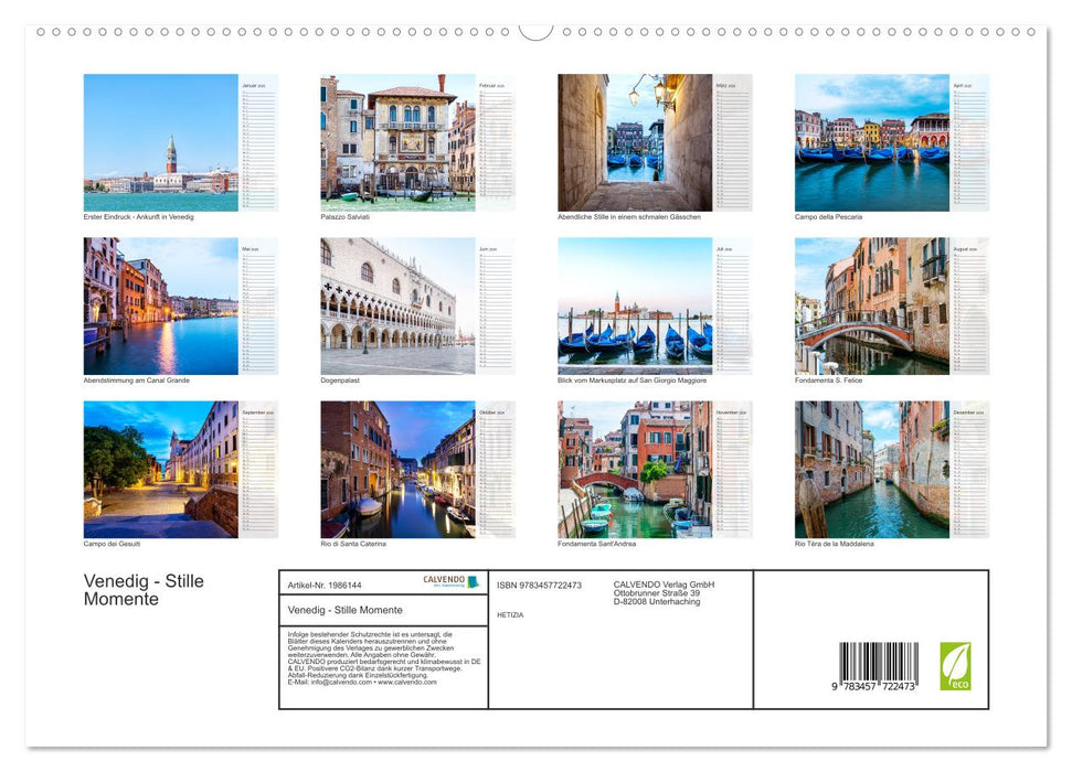 Venedig - Stille Momente (CALVENDO Premium Wandkalender 2026)