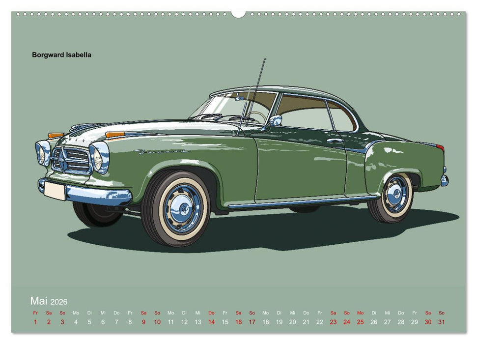 Made in Germany - Illustrationen deutscher Oldtimer (CALVENDO Premium Wandkalender 2026)