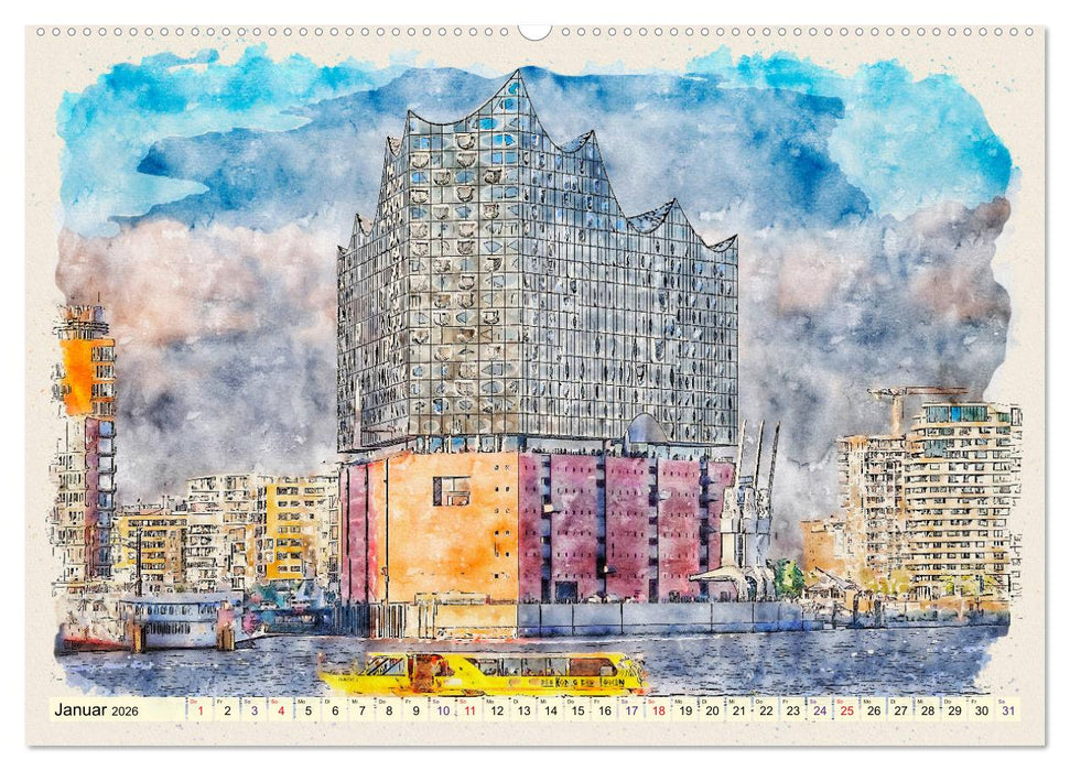 Hamburg - malerische Metropole (CALVENDO Premium Wandkalender 2026)