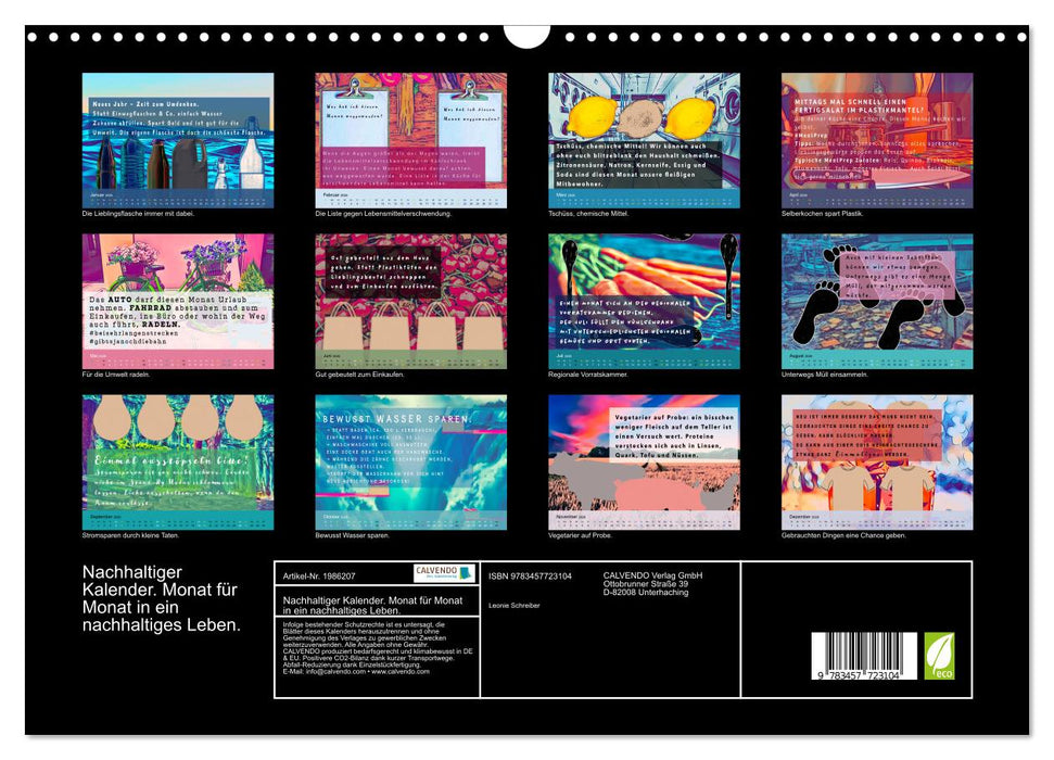 Nachhaltiger Kalender. Monat für Monat in ein nachhaltiges Leben. (CALVENDO Wandkalender 2026)