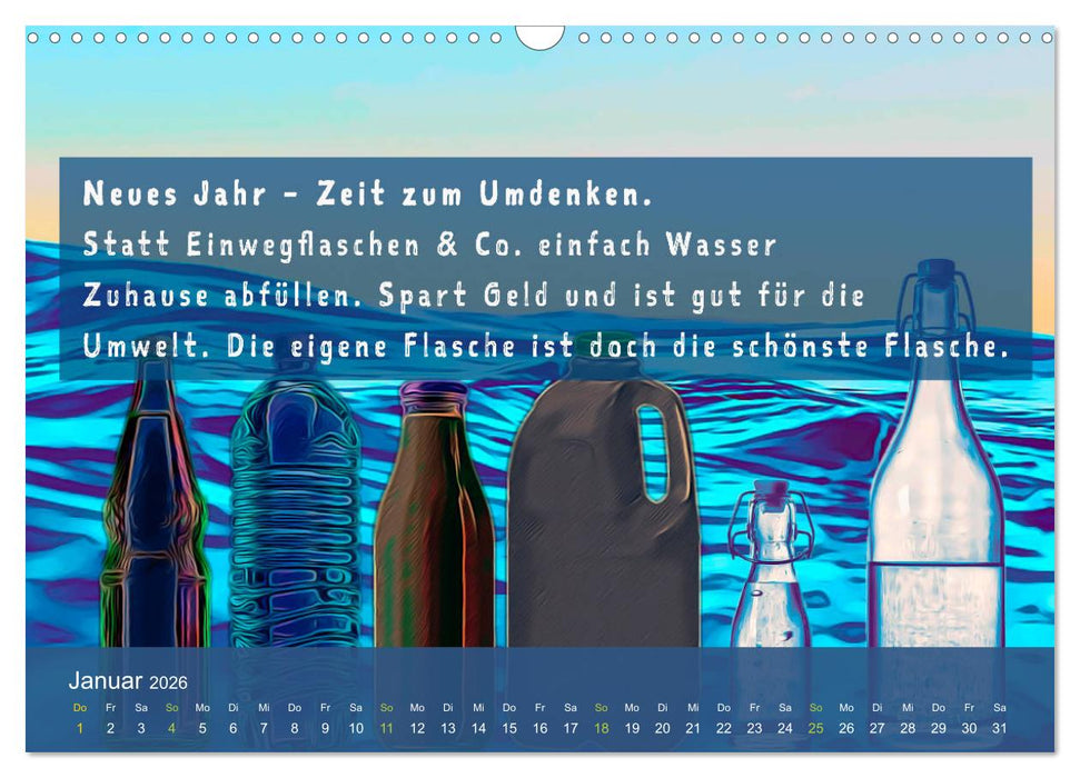Nachhaltiger Kalender. Monat für Monat in ein nachhaltiges Leben. (CALVENDO Wandkalender 2026)