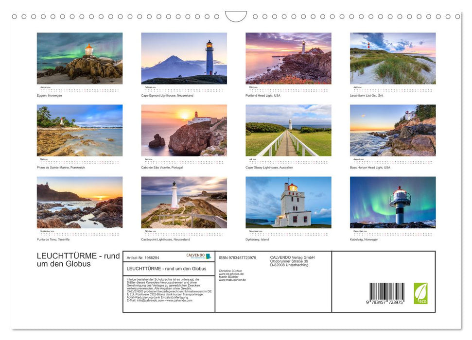 LEUCHTTÜRME - rund um den Globus (CALVENDO Wandkalender 2026)
