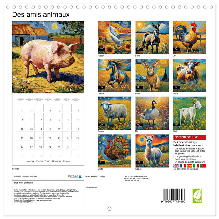 Des amis animaux (CALVENDO Calendrier mensuel 2026)