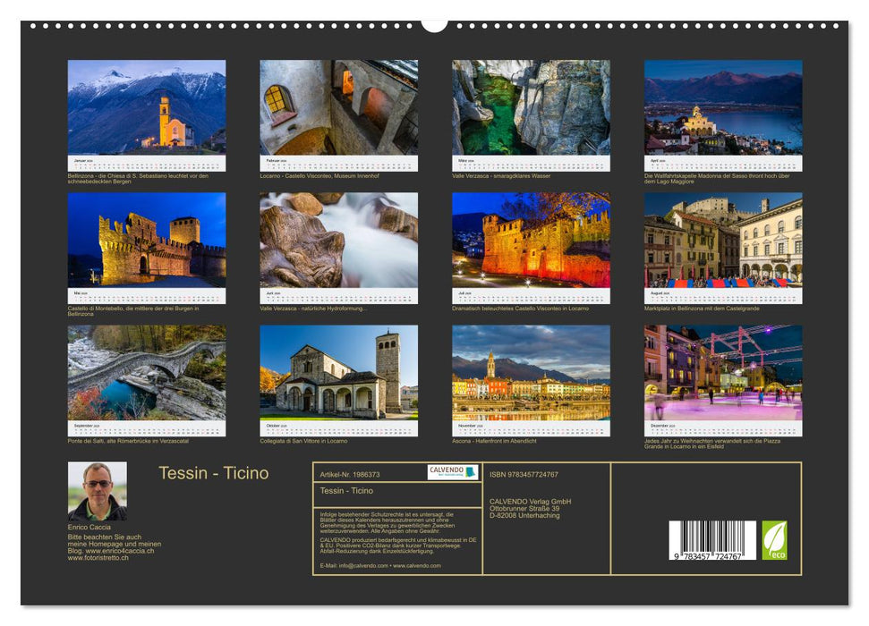 Tessin - Ticino (CALVENDO Premium Wandkalender 2026)