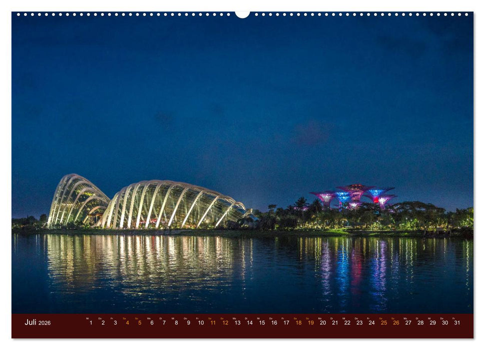 Nachtansichten Singapur City (CALVENDO Premium Wandkalender 2026)