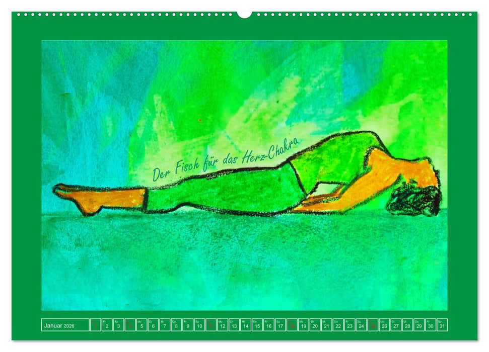 Farbige Yoga Kraftwelt - Yoga Asanas für die Chakren (CALVENDO Premium Wandkalender 2026)