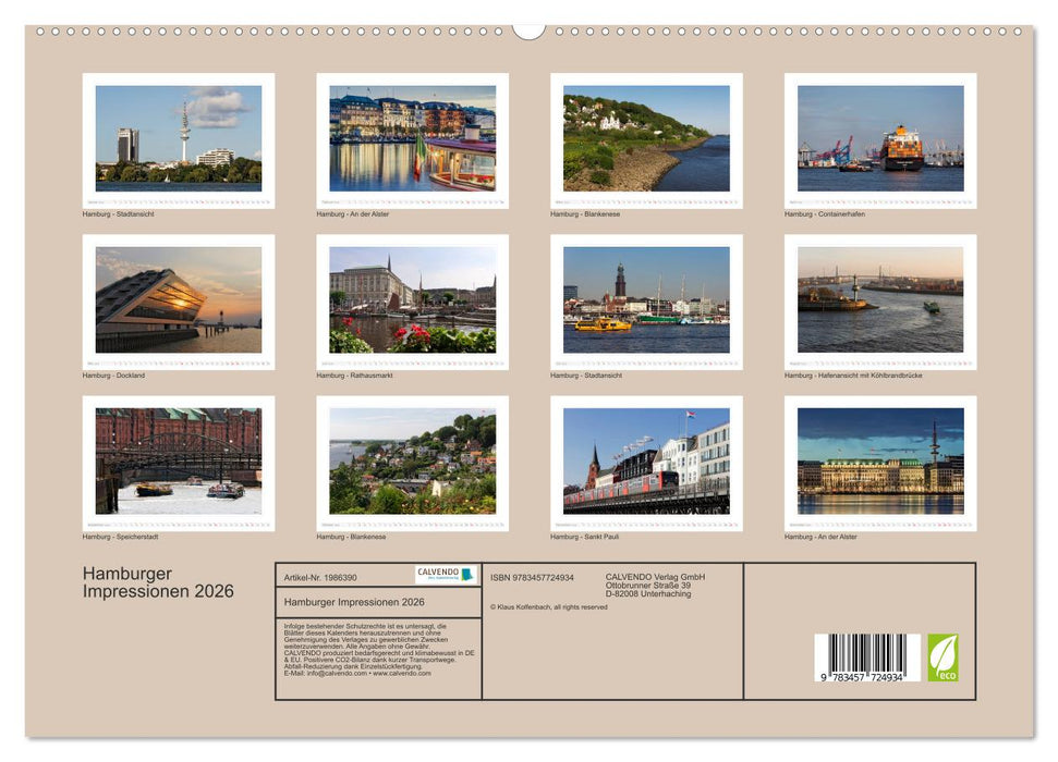 Hamburger Impressionen 2026 (CALVENDO Premium Wandkalender 2026)