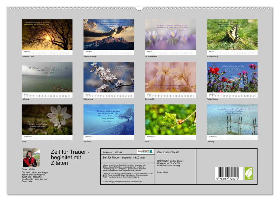 Zeit für Trauer - begleitet mit Zitaten (CALVENDO Premium Wandkalender 2026)